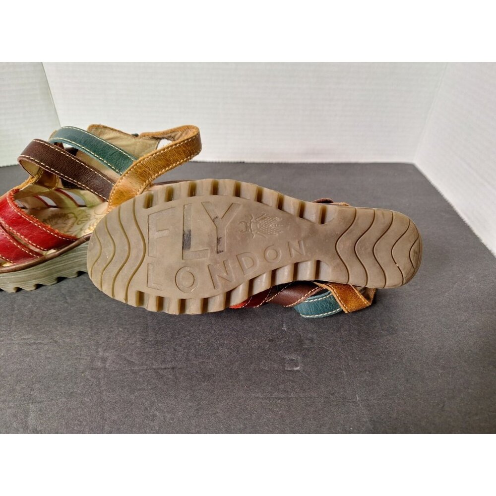 FLY LONDON YGOR RUG  - Red/Dk Brn/Petrol/Camel - Women 8  Sandles - Picture 6 of 10